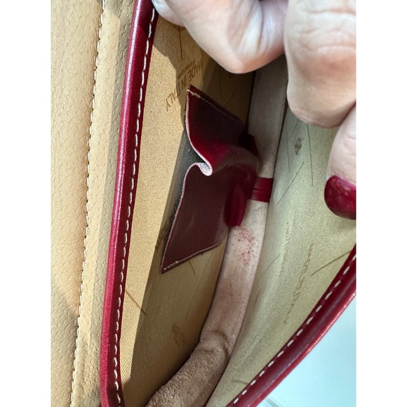 Florence Made in Italy Leather Crossbody Bag Burgundy Embossed Fleur de Lis - Picture 6 of 6